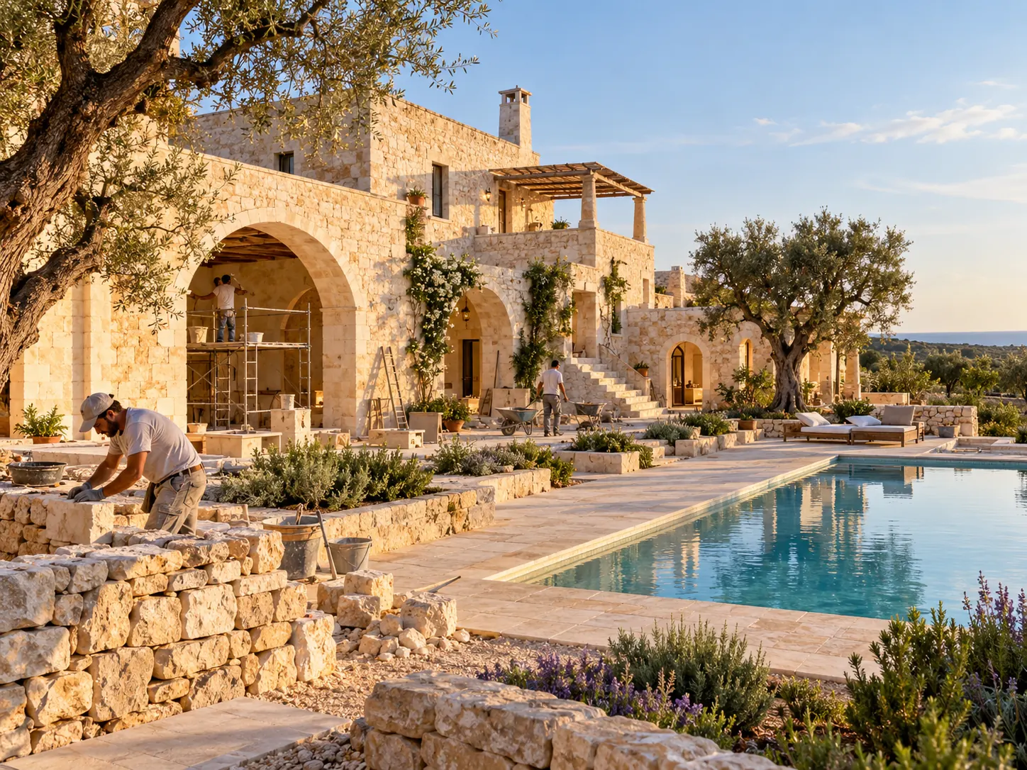 Recupero di una masseria con piscina