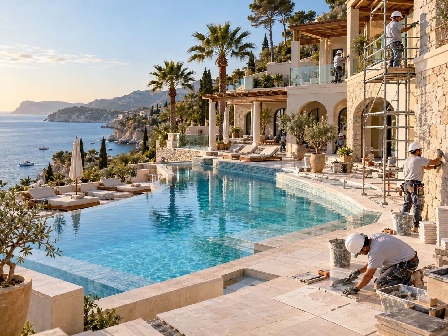 Resort con piscina sul mare in fase di completamento