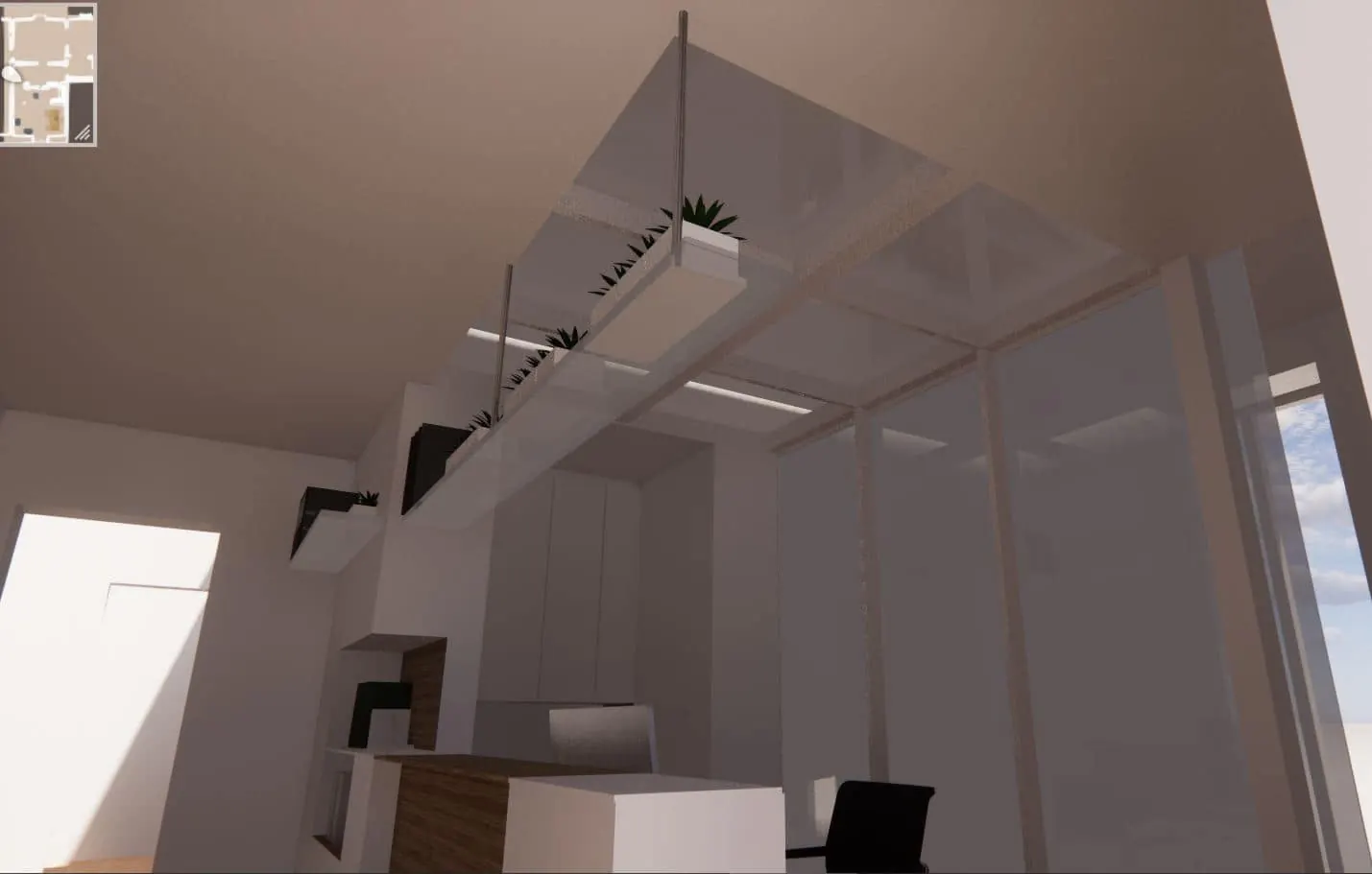 Progetto 3D di uffici open space